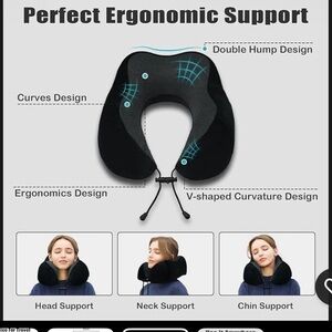 Travel set (3) Black U-Shaped Memory Foam Neck Pillow , Eye mask and ear plugs